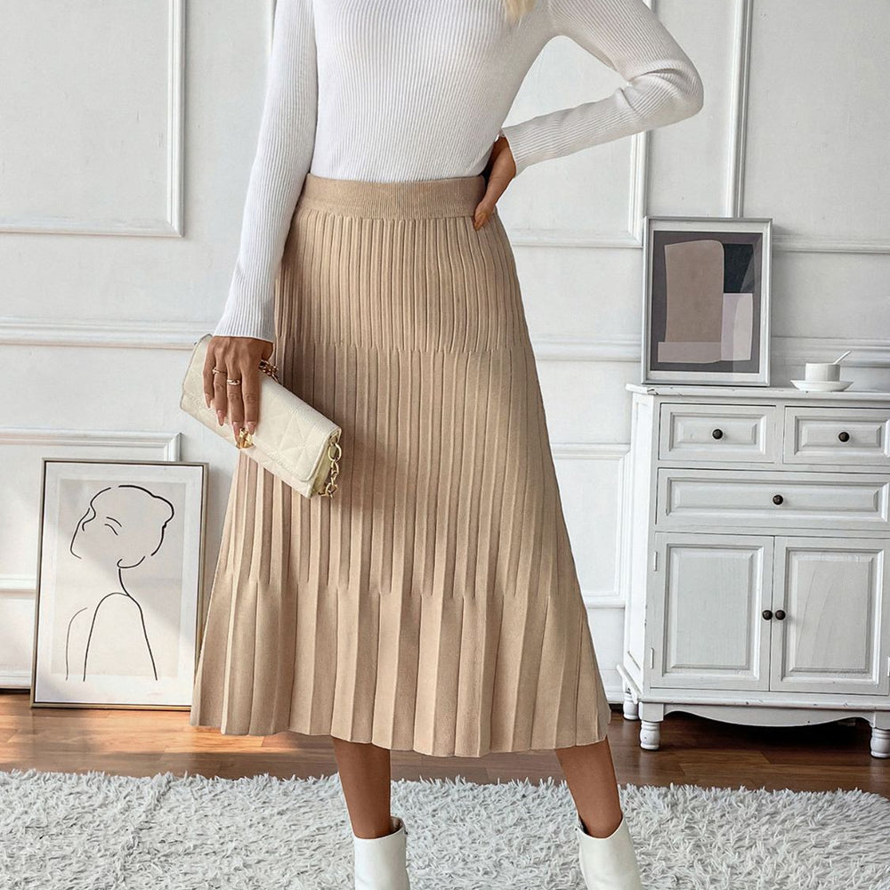 
                      
                        Sweater Pleated Midi Sweater Skirt
                      
                    