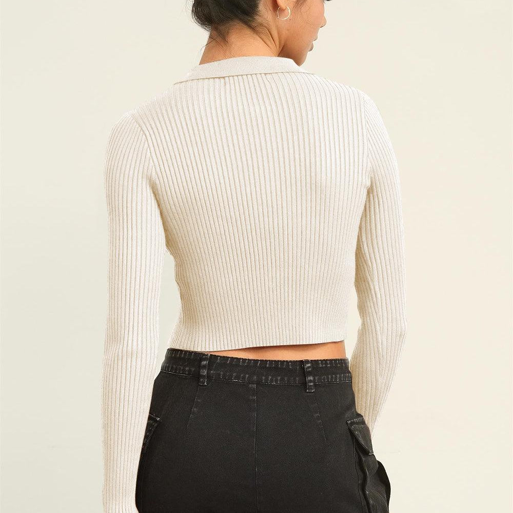 
                      
                        Ribbed Double Zip Cropped Cardigan
                      
                    