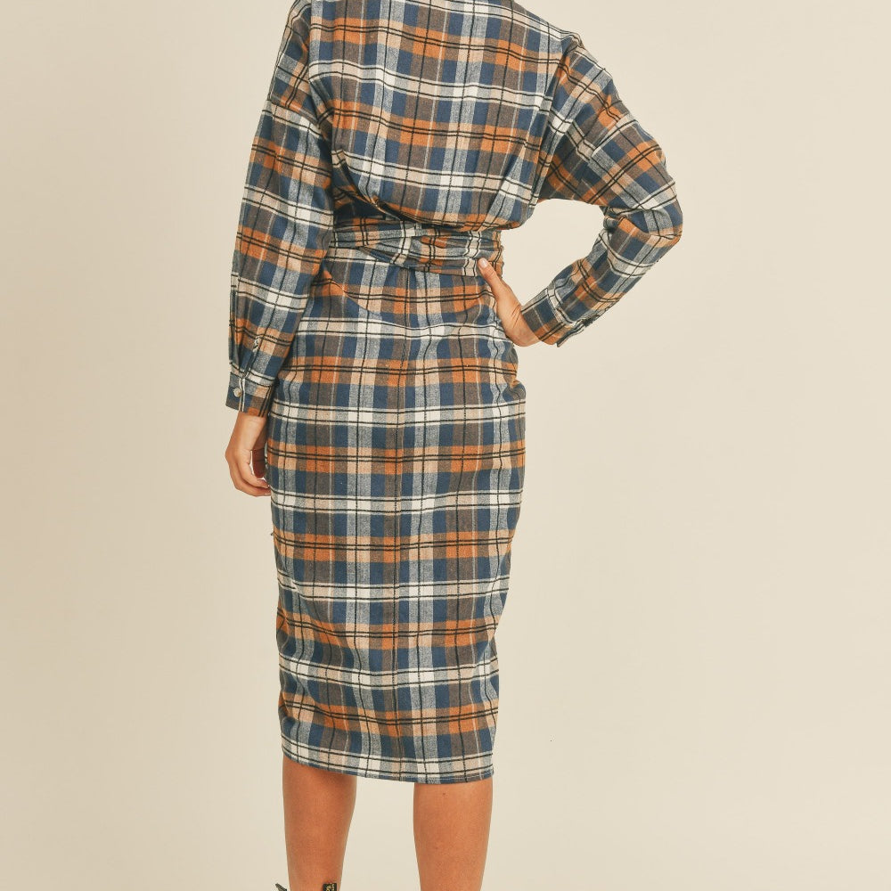 
                      
                        Plaid Flannel Front Tie Button Down Shirt Dress
                      
                    