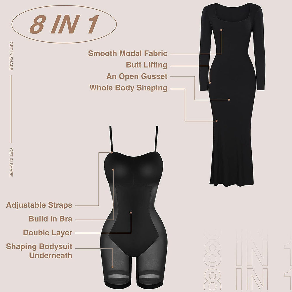 
                  
                    Built-In Shapewear Square Neck Long Sleeve Maxi Dress
                  
                