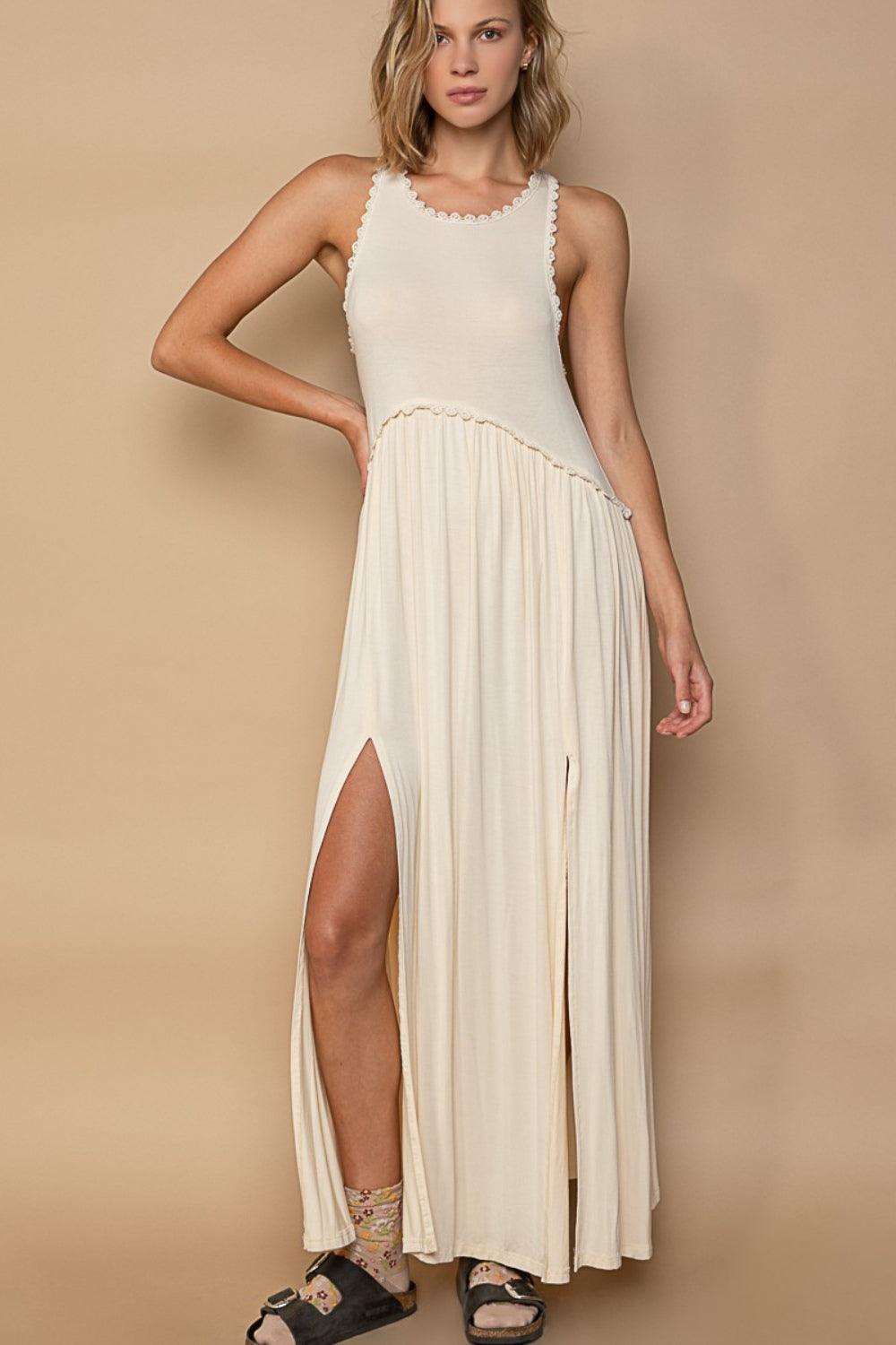 Back Zipper Front Slit Maxi Dress Dresses