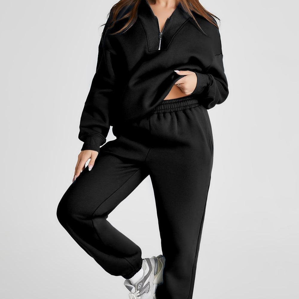 
                      
                        Quarter Zip Long Sleeve Top and Pants Set
                      
                    