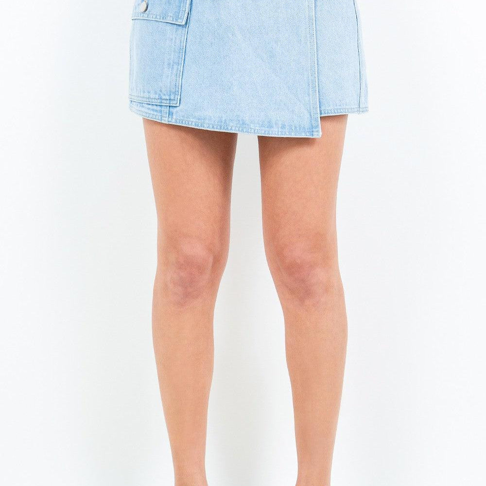 AB Cargo Pocket Mini Skort Light Denim Blue