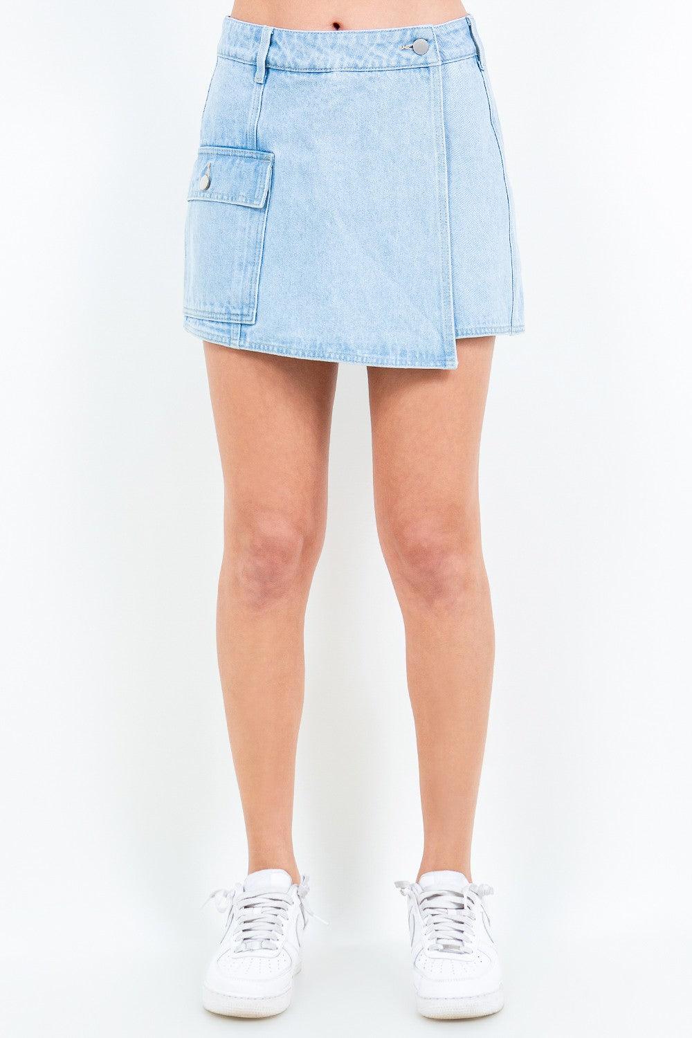 AB Cargo Pocket Mini Skort Light Denim Blue