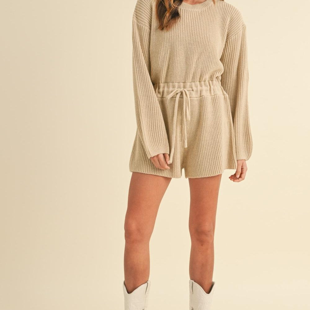 
                      
                        Round Neck Long Sleeve Sweater Romper
                      
                    