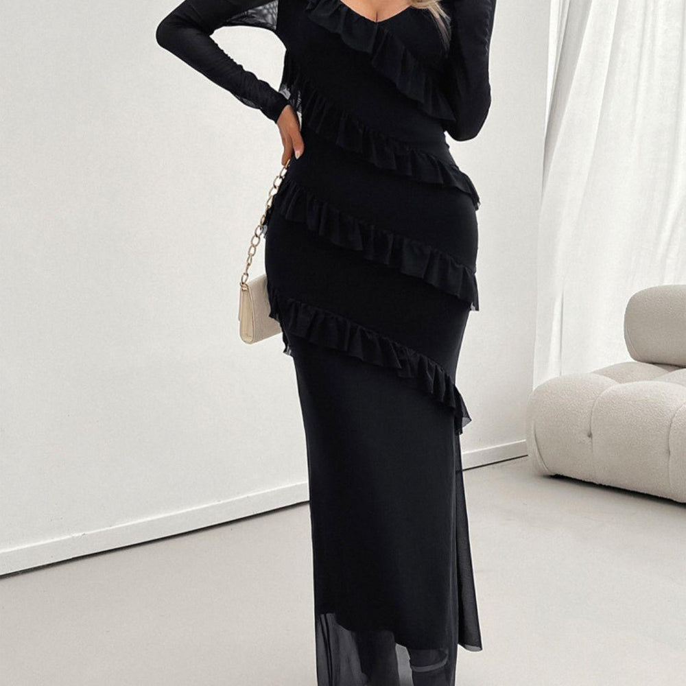 
                      
                        Ruffled Surplice Long Sleeve Maxi Dress
                      
                    