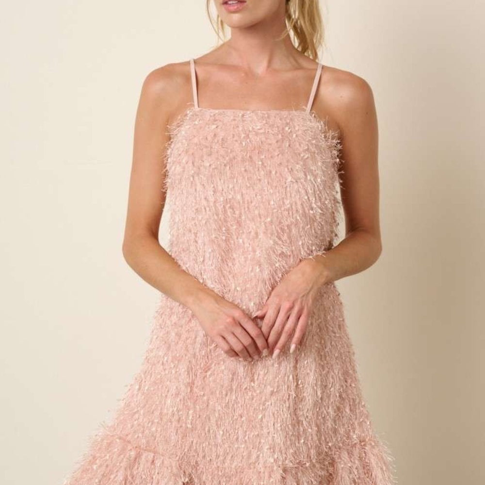 
                      
                        Feather Ruffle Hem Mini Cami Dress
                      
                    