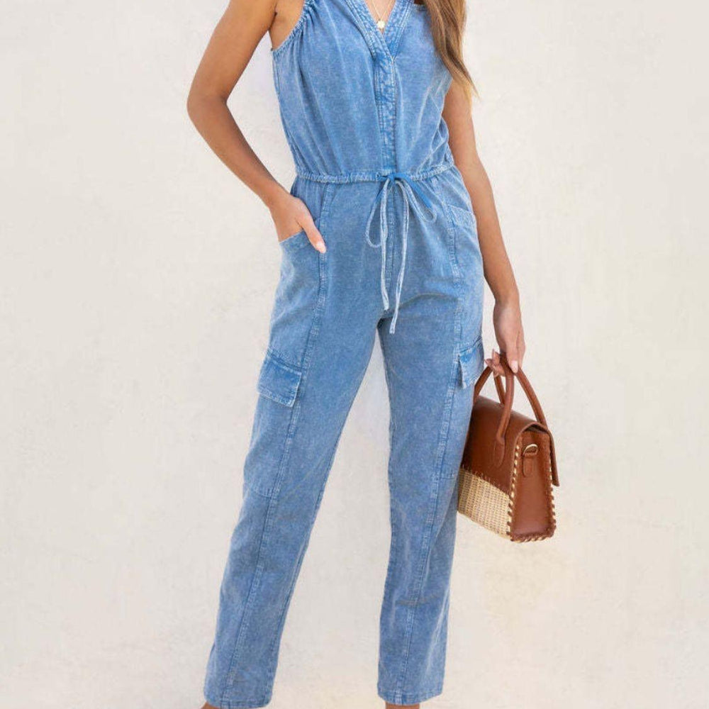 
                      
                        V-Neck Sleeveless Denim Jumpsuit Jumpsuits
                      
                    