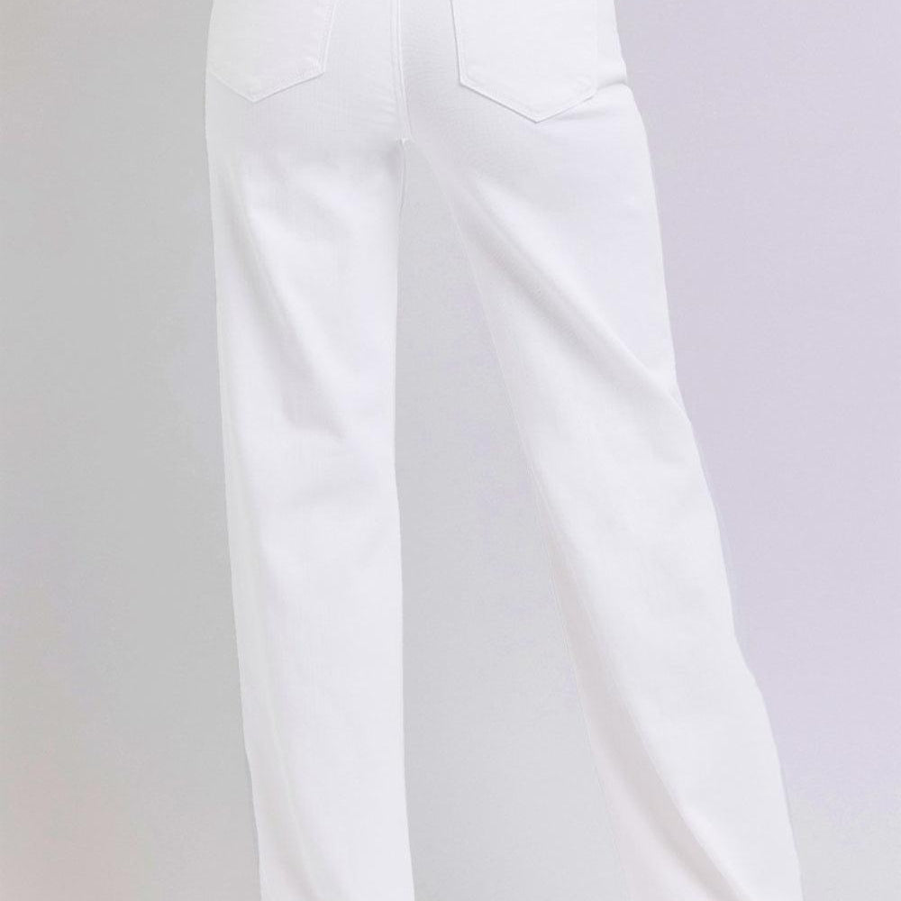 
                      
                        High Waist White Straight Jeans
                      
                    