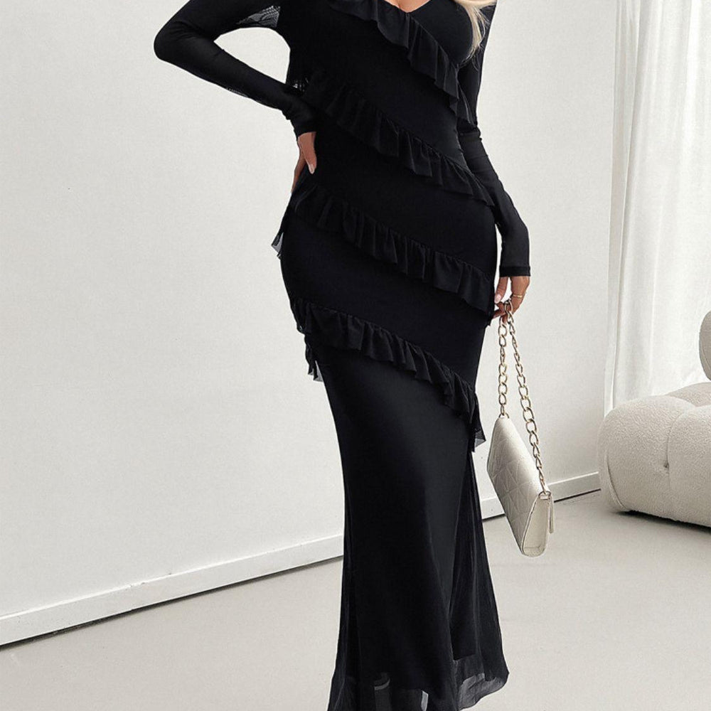 
                      
                        Ruffled Surplice Long Sleeve Maxi Dress
                      
                    