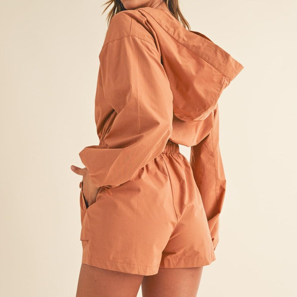 
                      
                        Snap Down Long Sleeve Hooded Romper
                      
                    