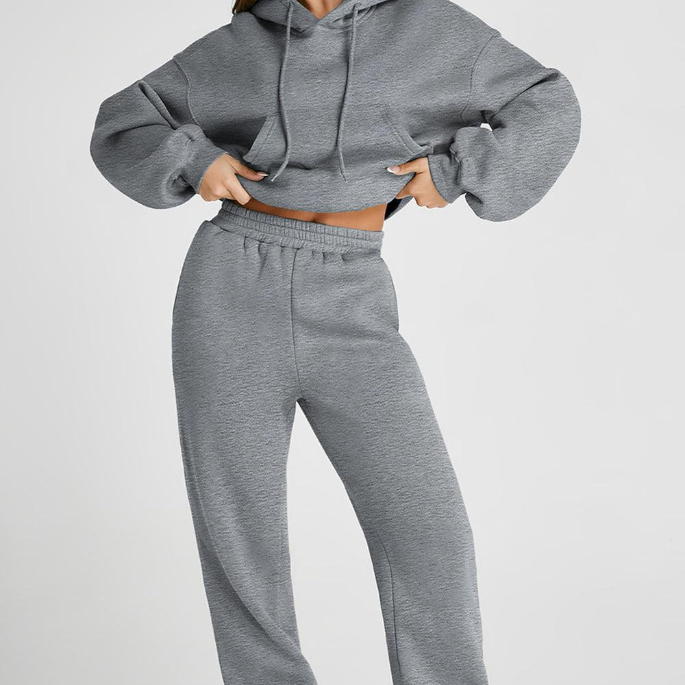 
                      
                        Dropped Shoulder Hooded Top and Pants Active Set
                      
                    