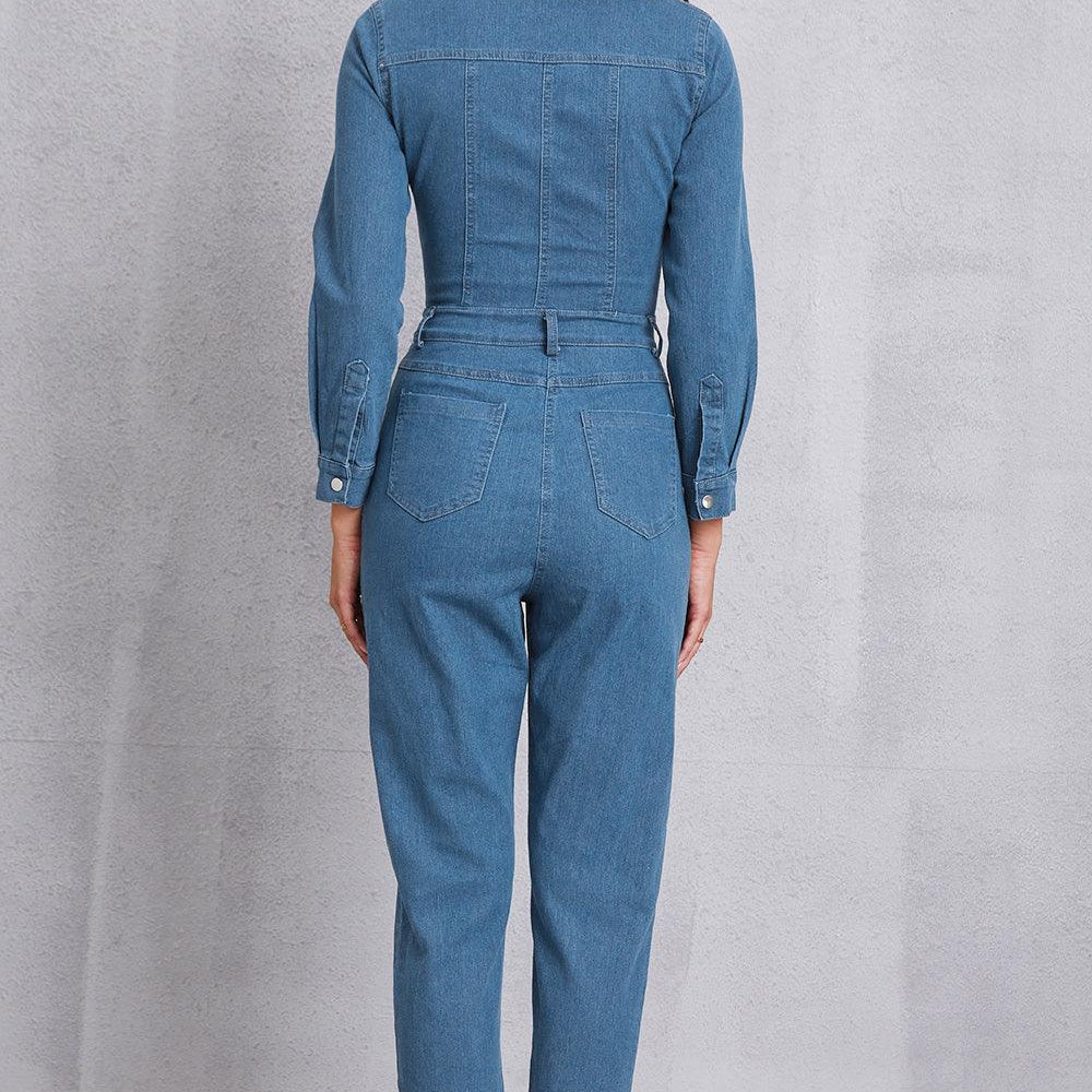 
                      
                        Snap Down Denim Jumpsuit with Pockets
                      
                    