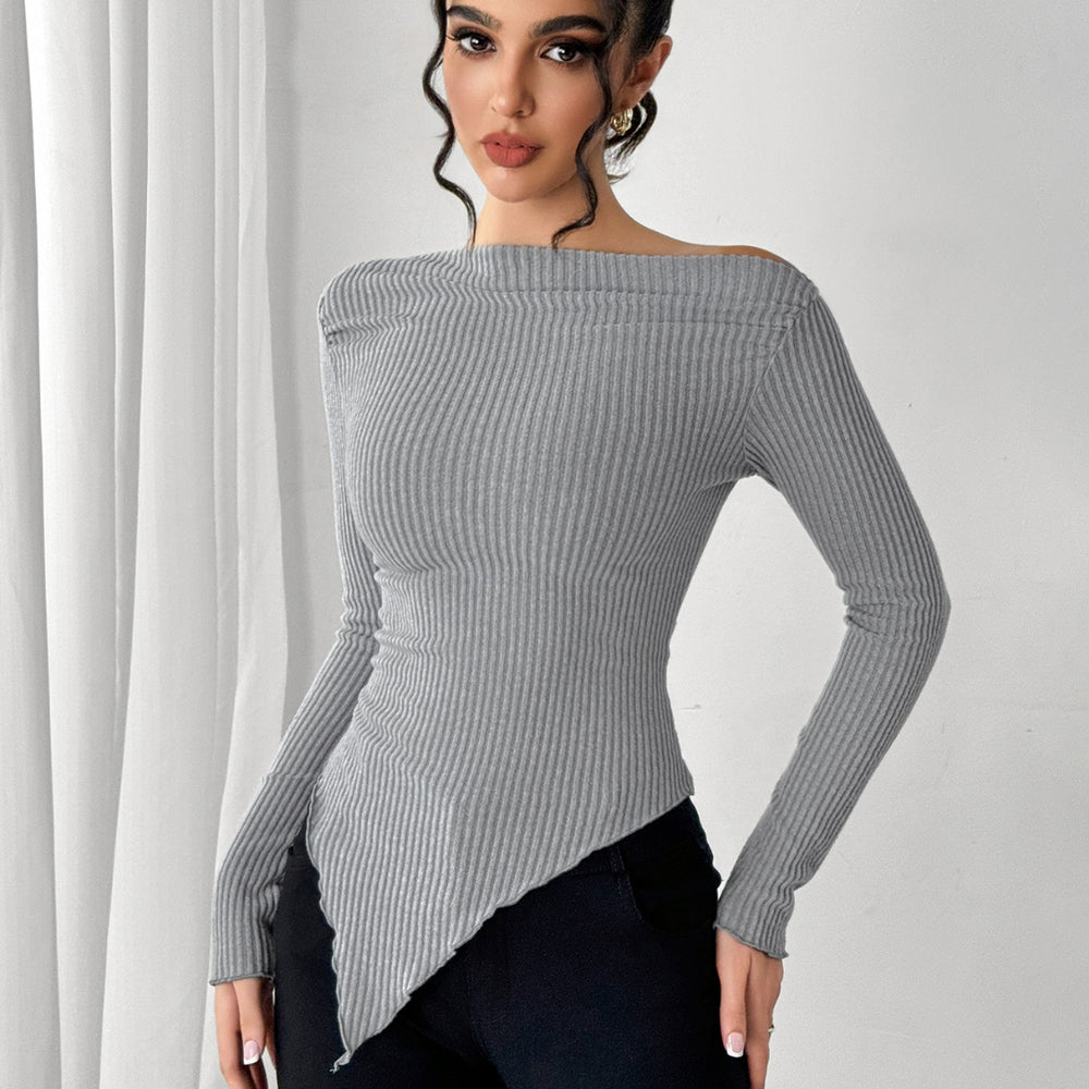 
                      
                        Asymmetric Hem Long Sleeve T-Shirt
                      
                    