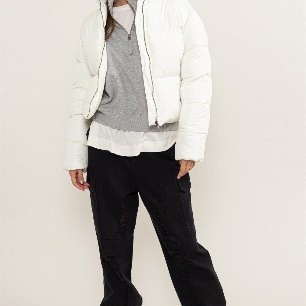 
                  
                    Quilted Back Drawstring Puffer Jacket
                  
                