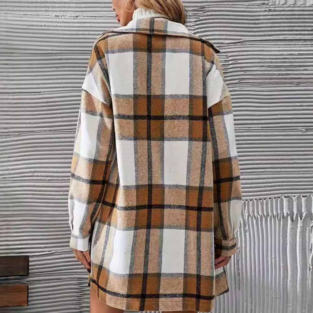 
                      
                        Plaid Button Up Long Sleeve Coat and Skirt Set
                      
                    