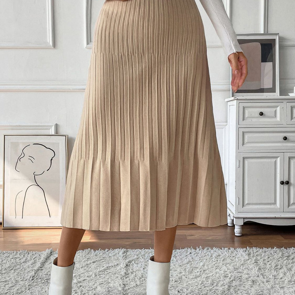 
                      
                        Sweater Pleated Midi Sweater Skirt
                      
                    