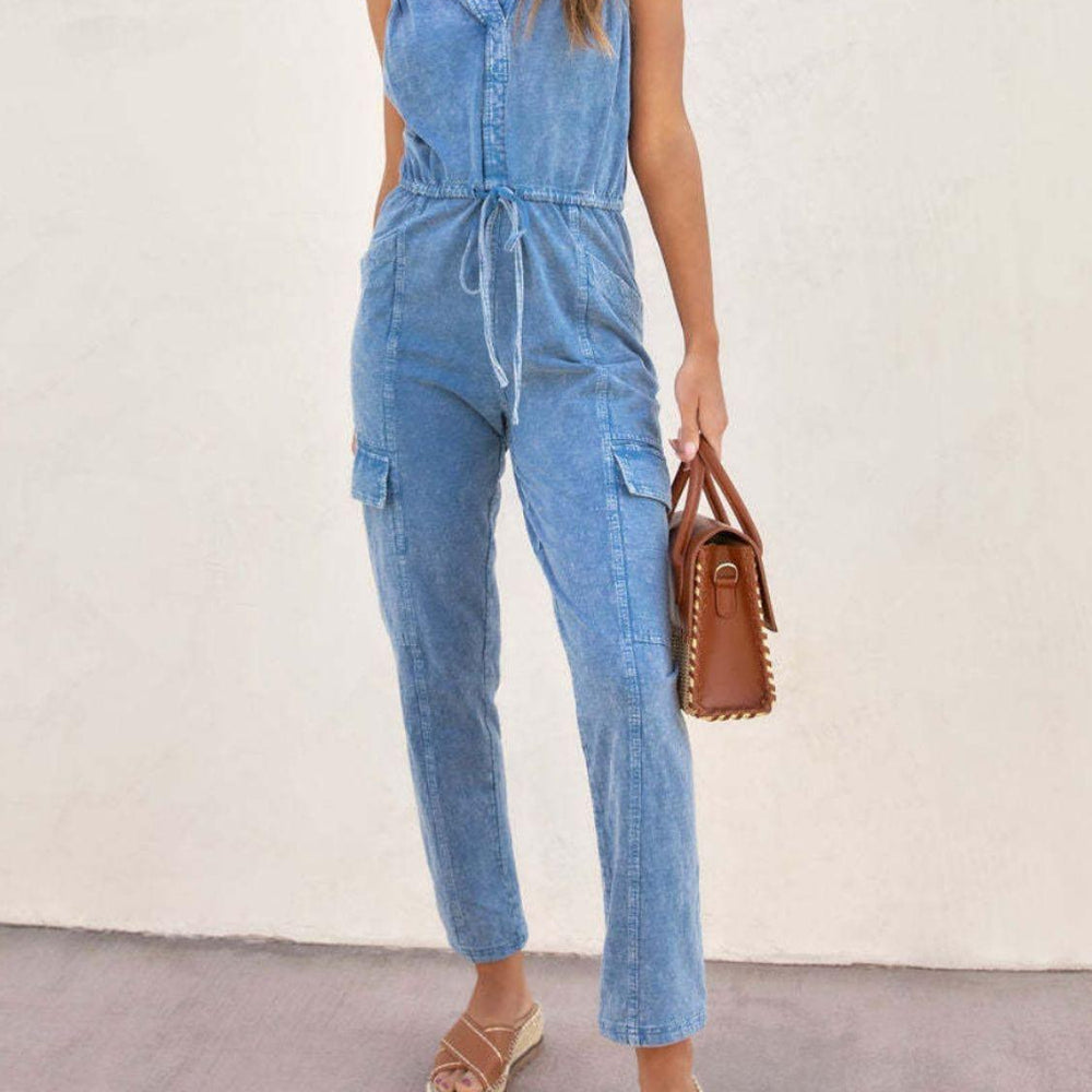 
                      
                        V-Neck Sleeveless Denim Jumpsuit Jumpsuits
                      
                    