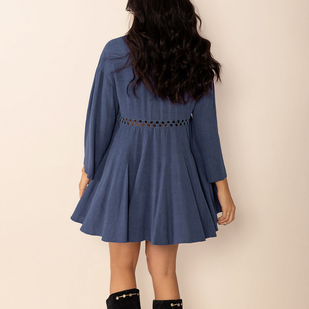 
                  
                    Cutout Johnny Collar Long Sleeve Mini Dress
                  
                