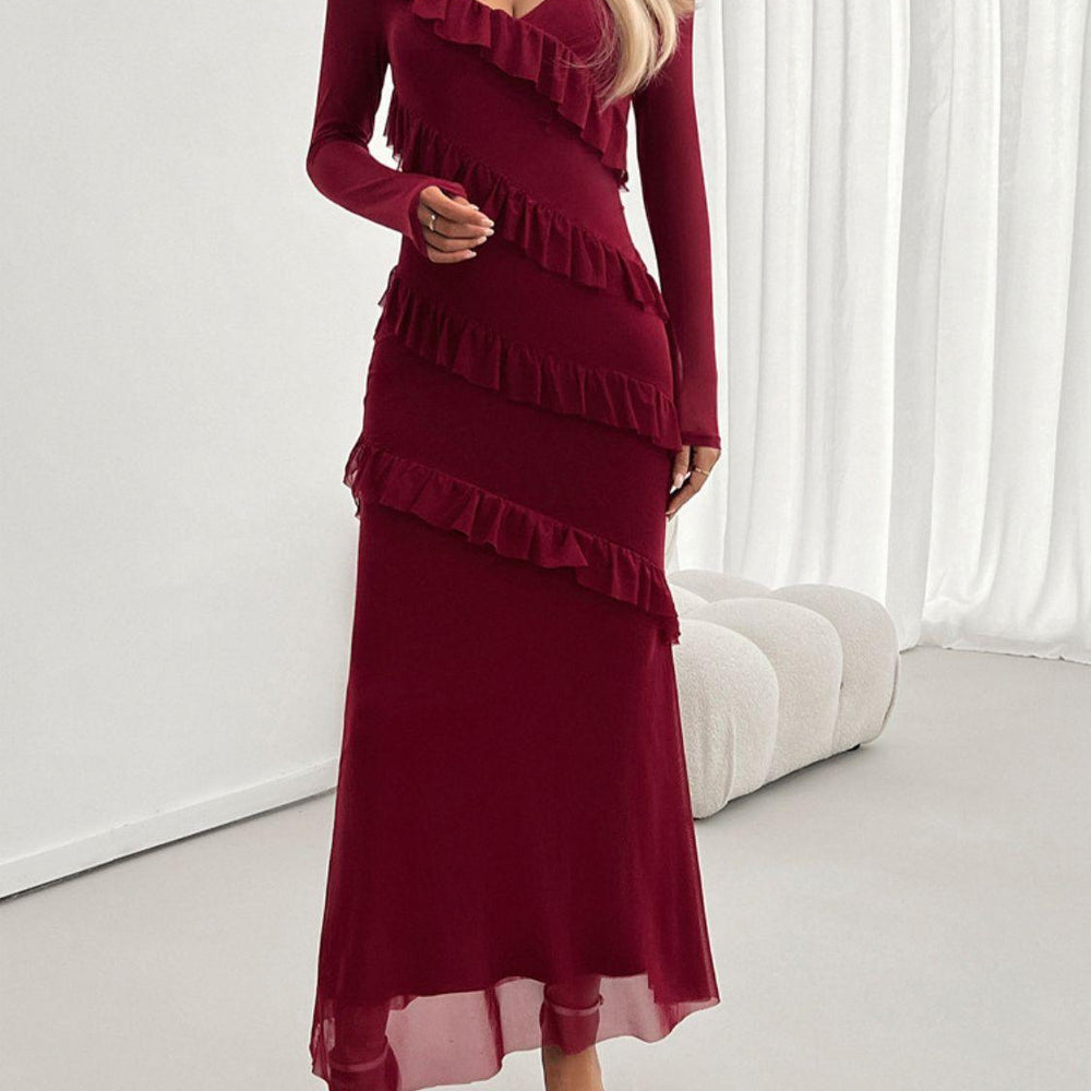 
                      
                        Ruffled Surplice Long Sleeve Maxi Dress
                      
                    