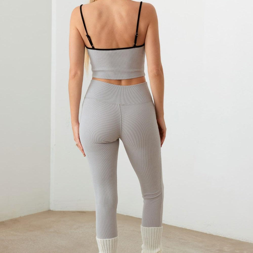 
                      
                        Brushed Cropped Cami and High Waist Leggings Set Gray
                      
                    