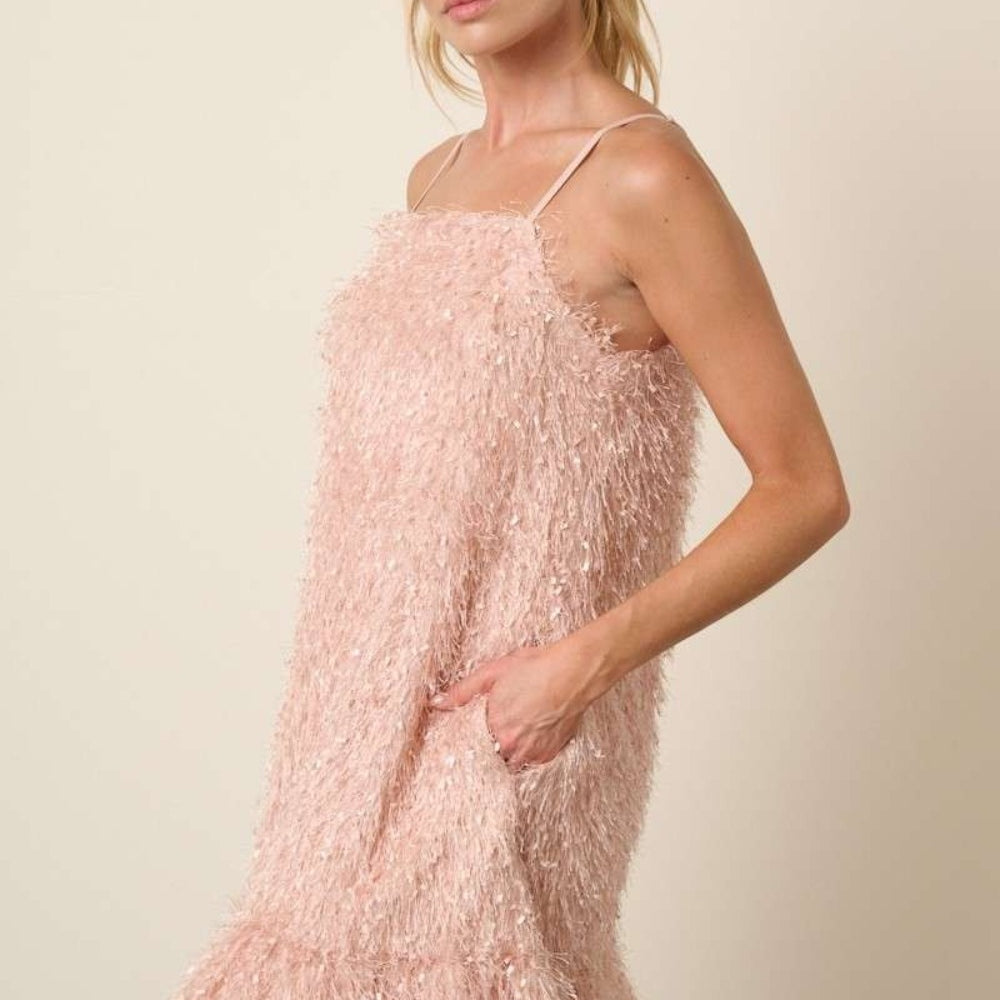 
                      
                        Feather Ruffle Hem Mini Cami Dress
                      
                    