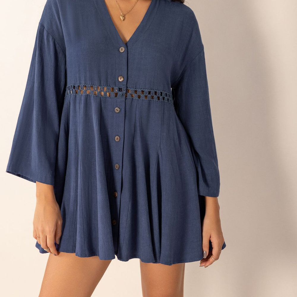 
                  
                    Cutout Johnny Collar Long Sleeve Mini Dress
                  
                