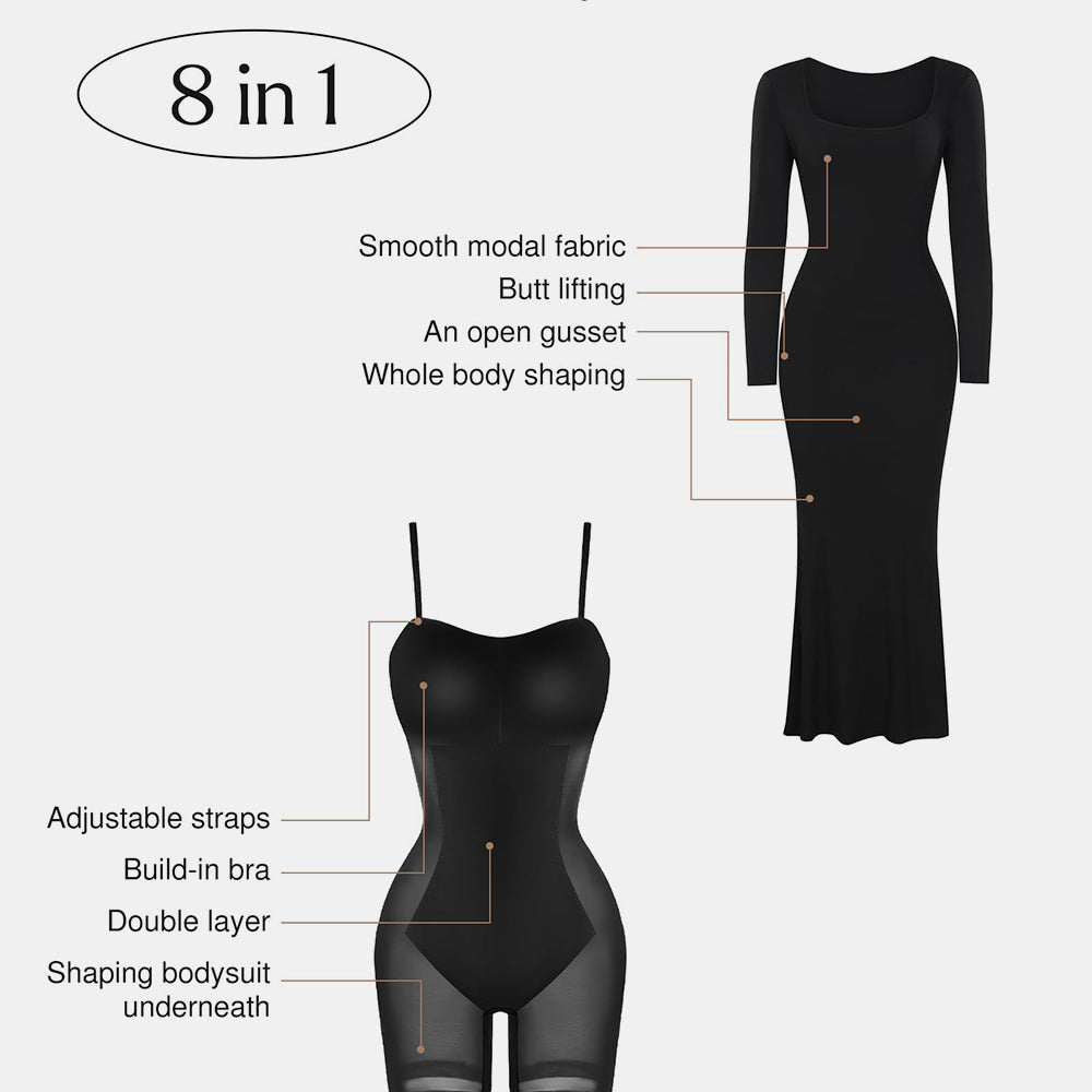 
                  
                    Built-In Shapewear Square Neck Long Sleeve Maxi Dress
                  
                