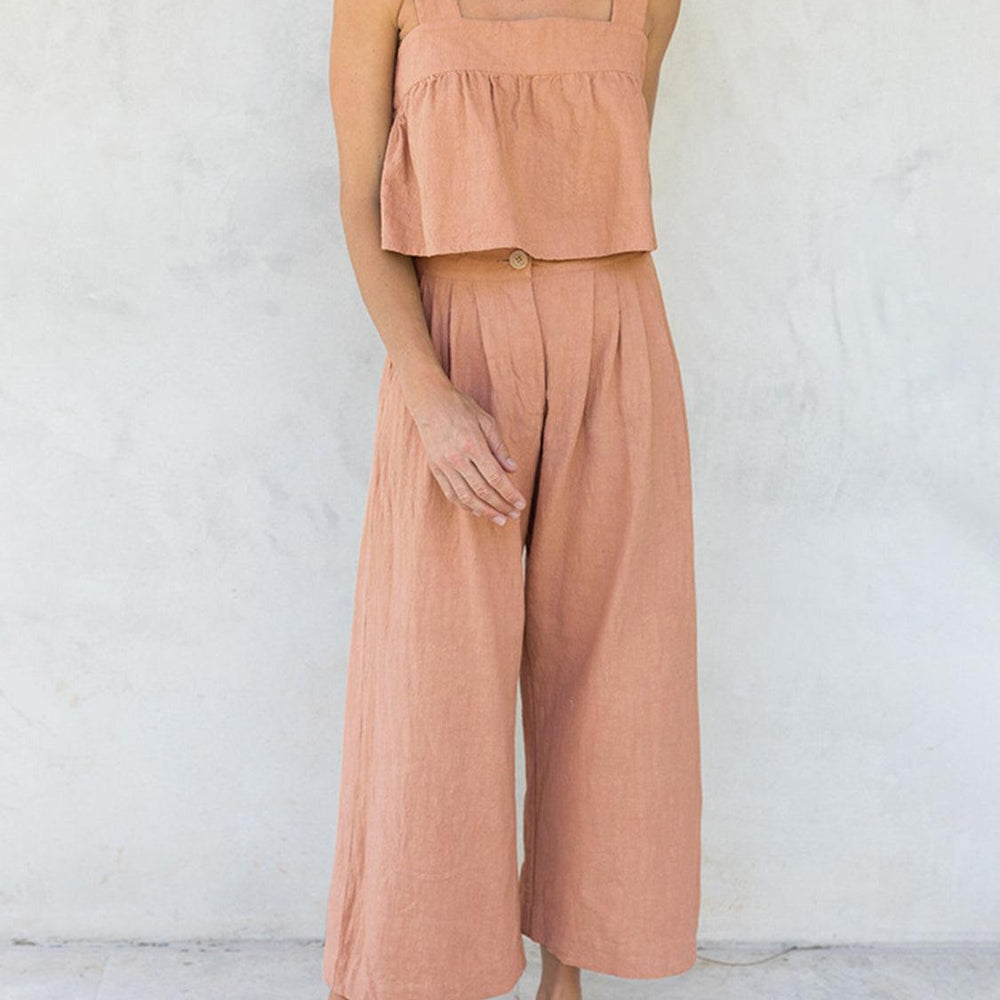 
                  
                    Button Back Wide Strap Top and Pants Set Sets
                  
                