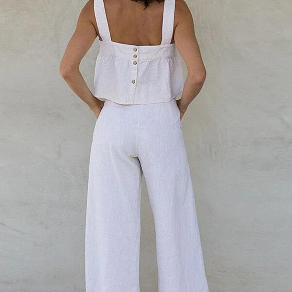 
                  
                    Button Back Wide Strap Top and Pants Set Sets
                  
                