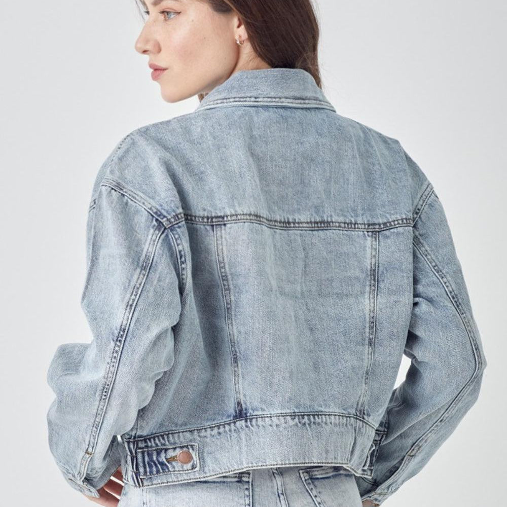 
                      
                        Button Down Cropped Denim Jacket Jackets
                      
                    