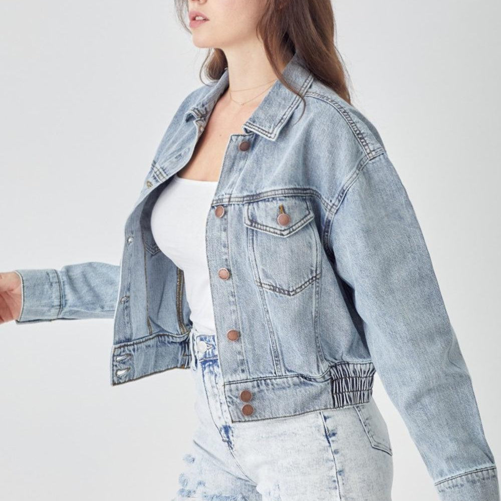 
                      
                        Button Down Cropped Denim Jacket Jackets
                      
                    