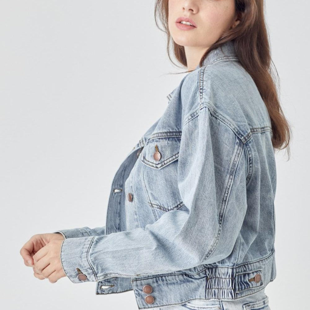 
                      
                        Button Down Cropped Denim Jacket Jackets
                      
                    