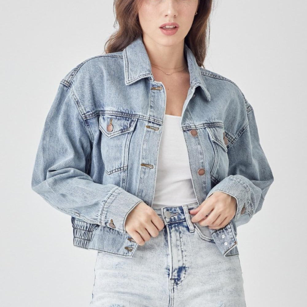 
                      
                        Button Down Cropped Denim Jacket Jackets
                      
                    