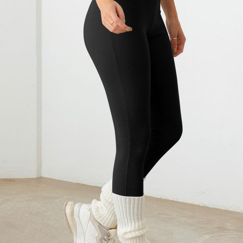 
                      
                        Brushed Cropped Cami and High Waist Leggings Set Black
                      
                    