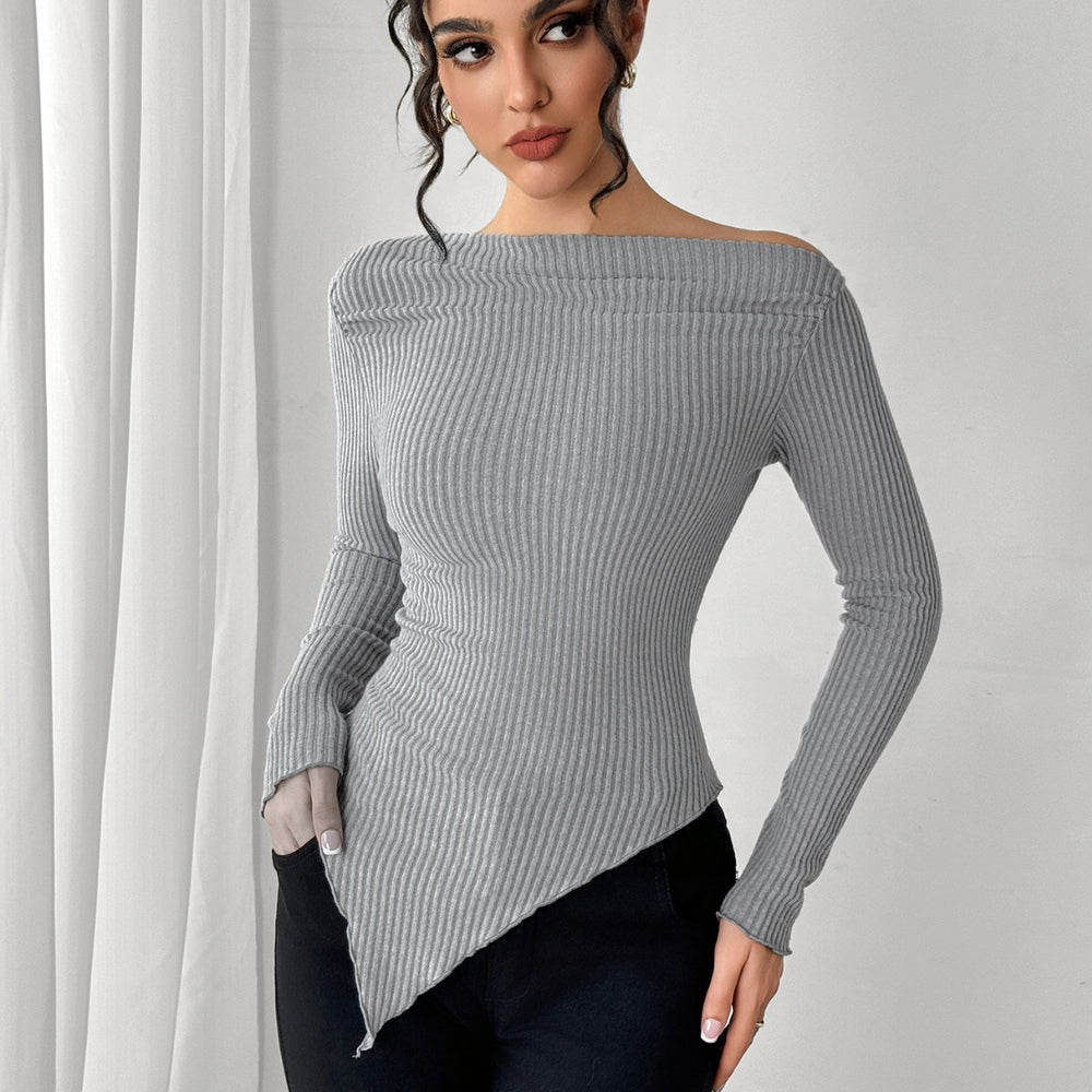 
                      
                        Asymmetric Hem Long Sleeve T-Shirt
                      
                    