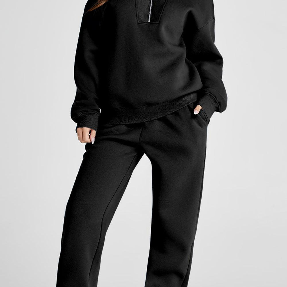 
                      
                        Quarter Zip Long Sleeve Top and Pants Set
                      
                    