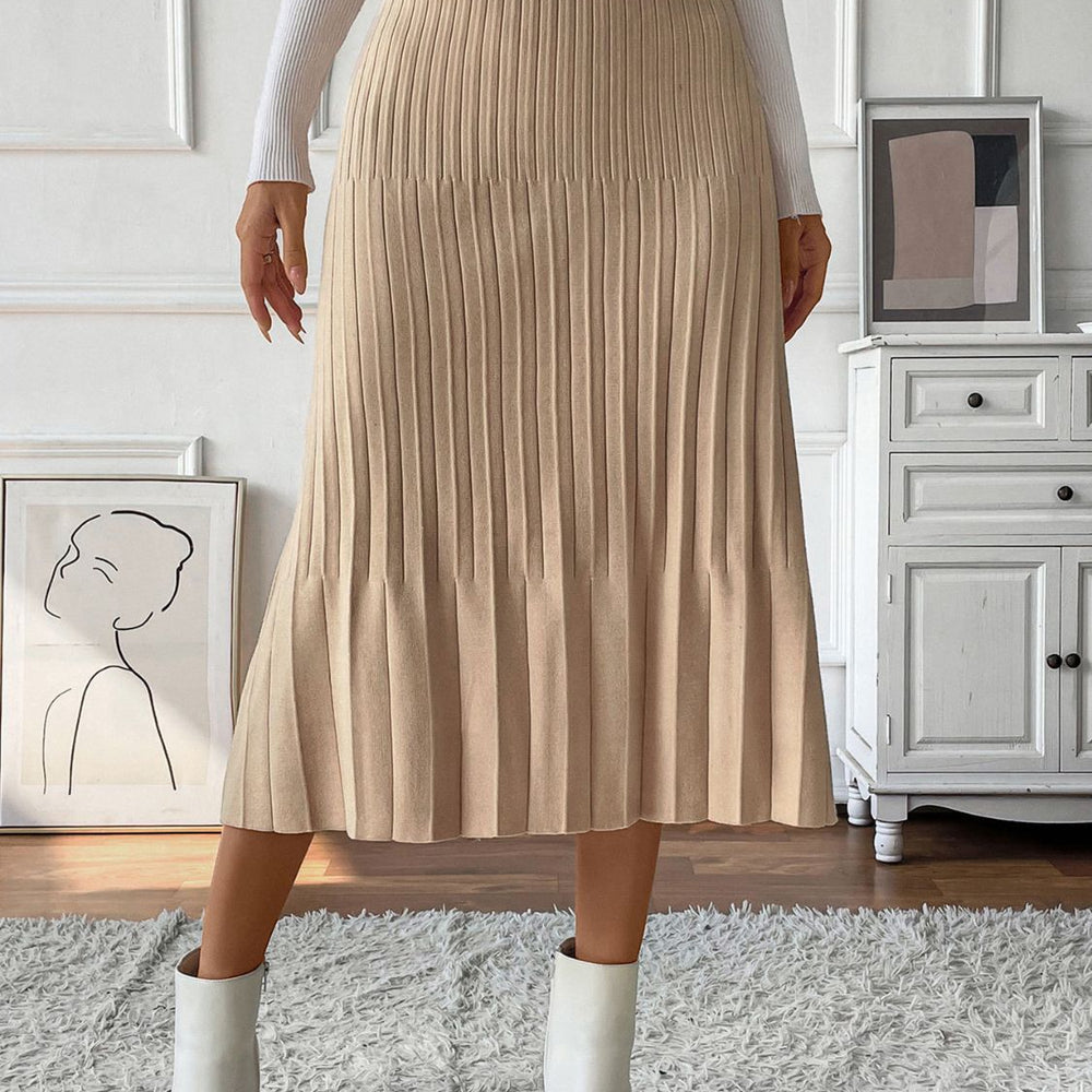 Sweater Pleated Midi Sweater Skirt