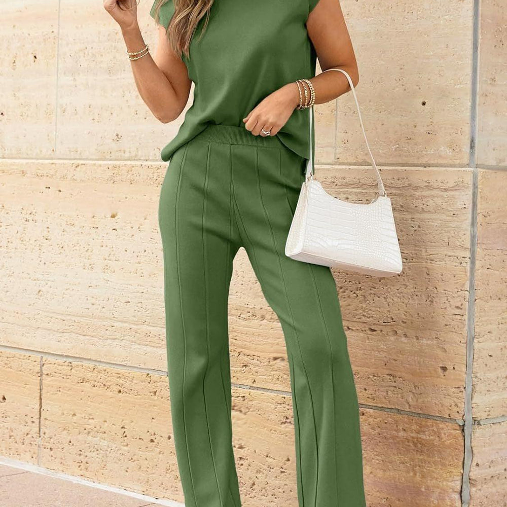 
                      
                        Cap Sleeve Top and Pants Knit Set Sets
                      
                    