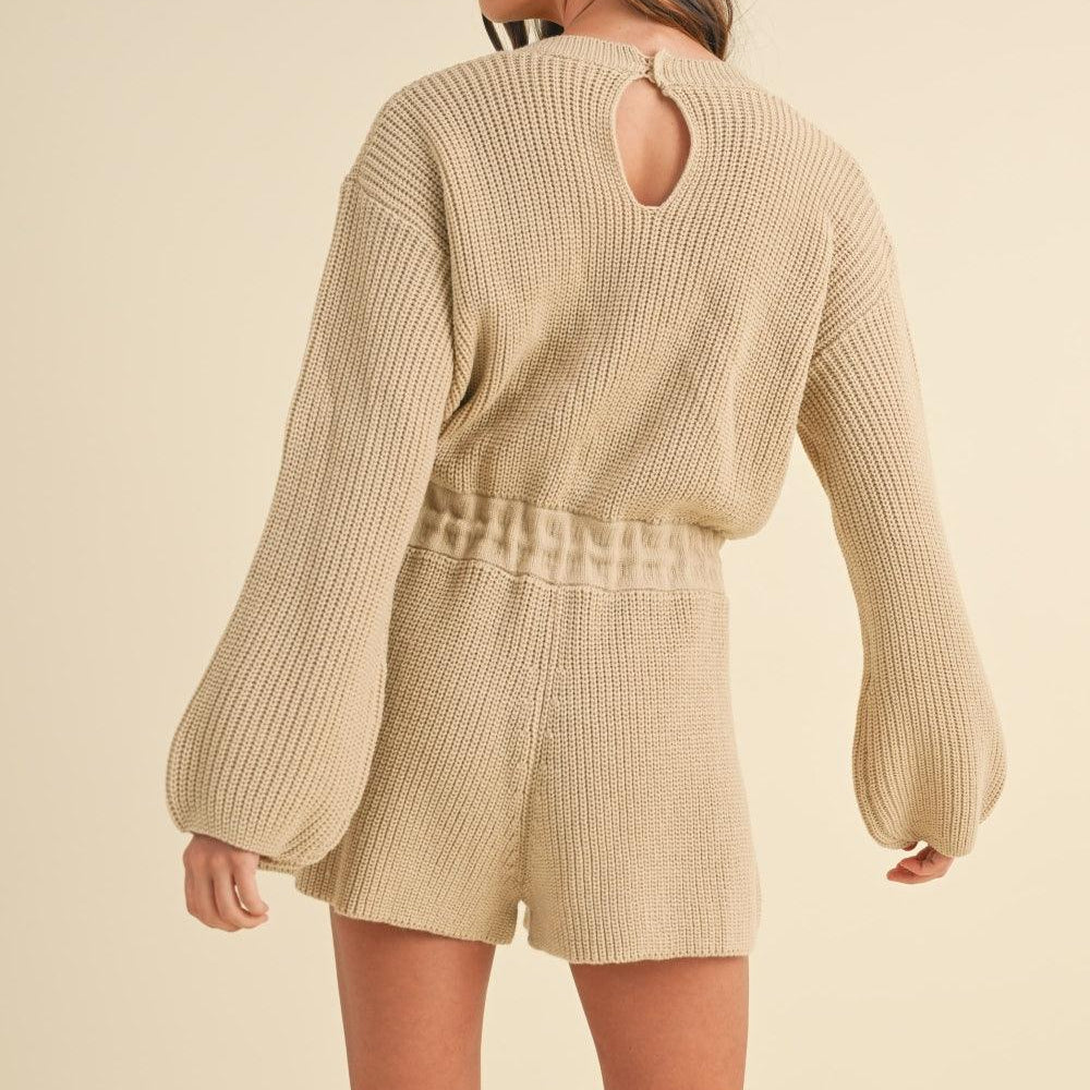 
                      
                        Round Neck Long Sleeve Sweater Romper
                      
                    