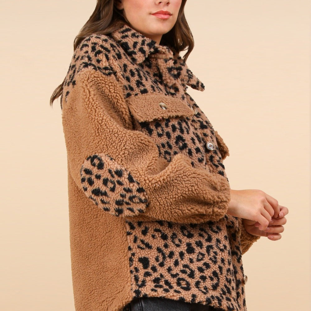 
                  
                    Fuzzy Leopard Button Down Long Sleeve Jacket
                  
                