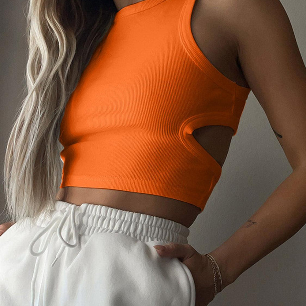 
                      
                        Cutout Round Neck Tank Tops
                      
                    