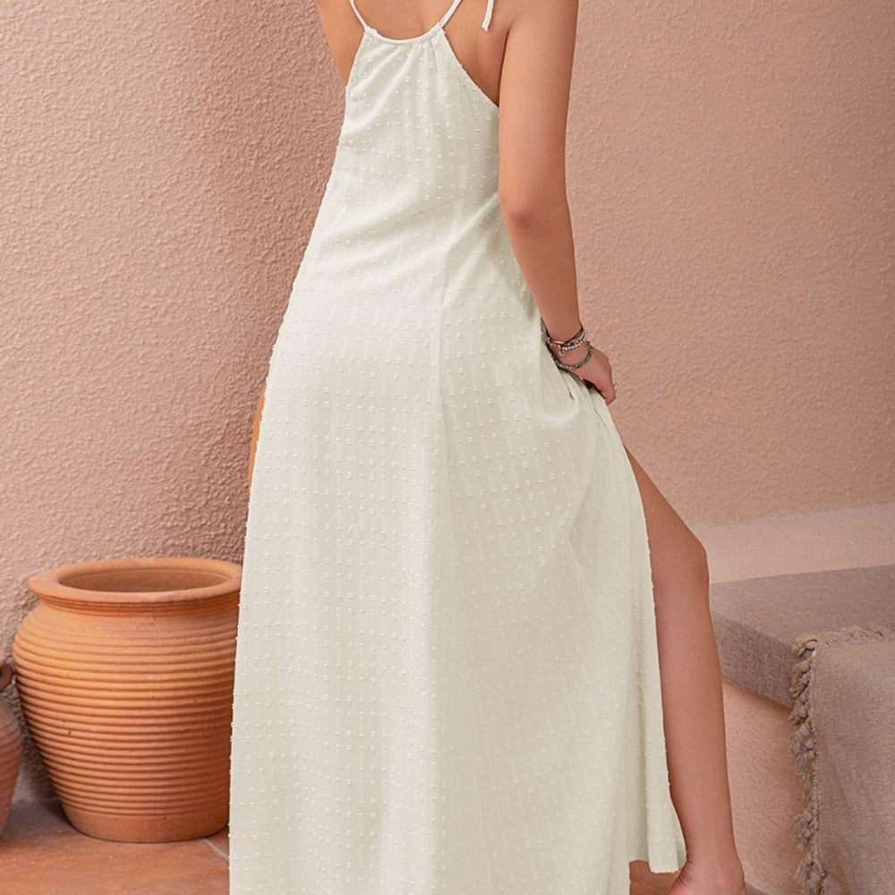 
                      
                        Swiss Dot Cutout Sleeveless Maxi Dress
                      
                    