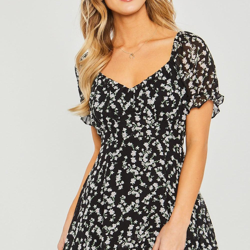 Ditsy Floral Short Sleeve Romper Dresses