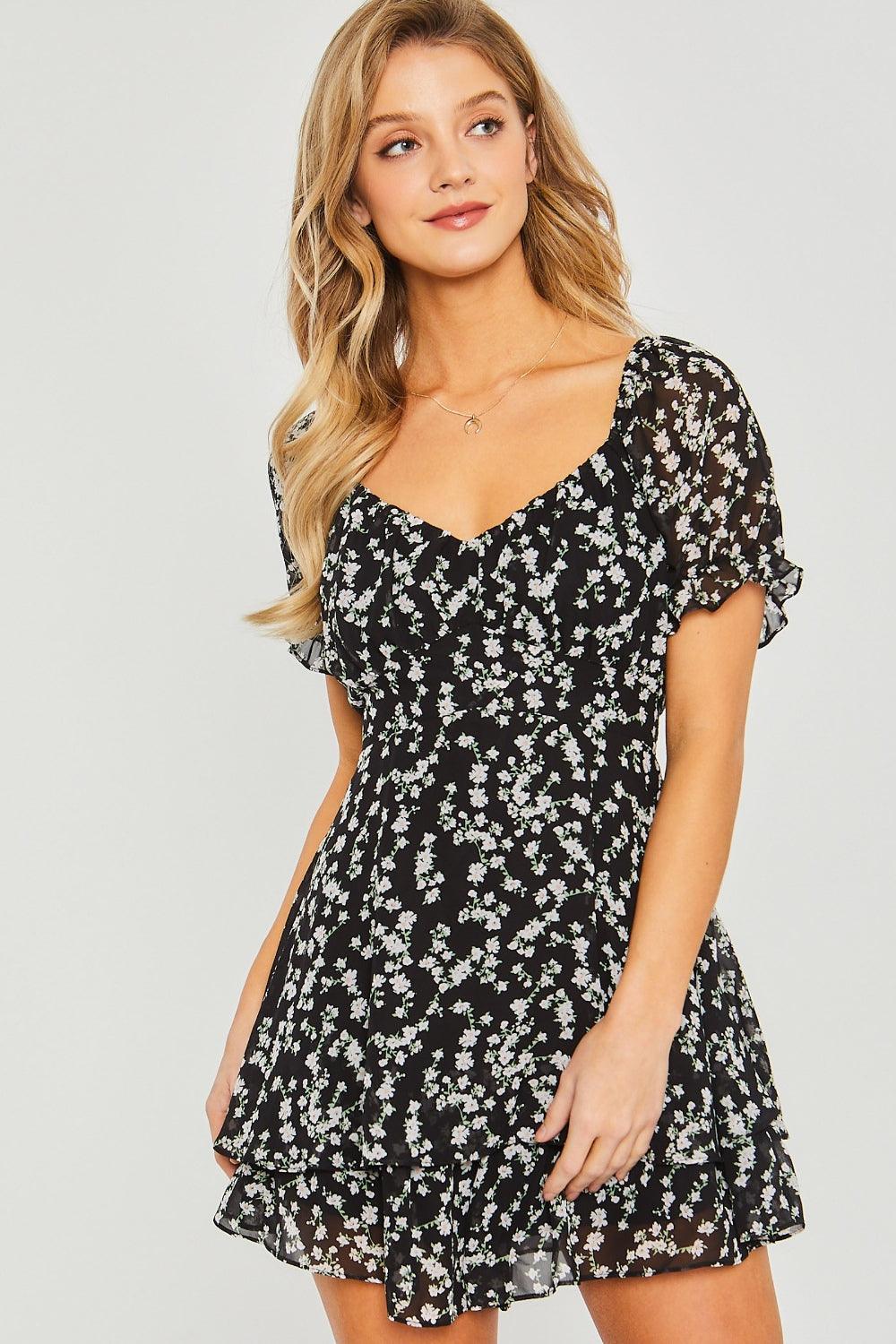 Ditsy Floral Short Sleeve Romper Dresses