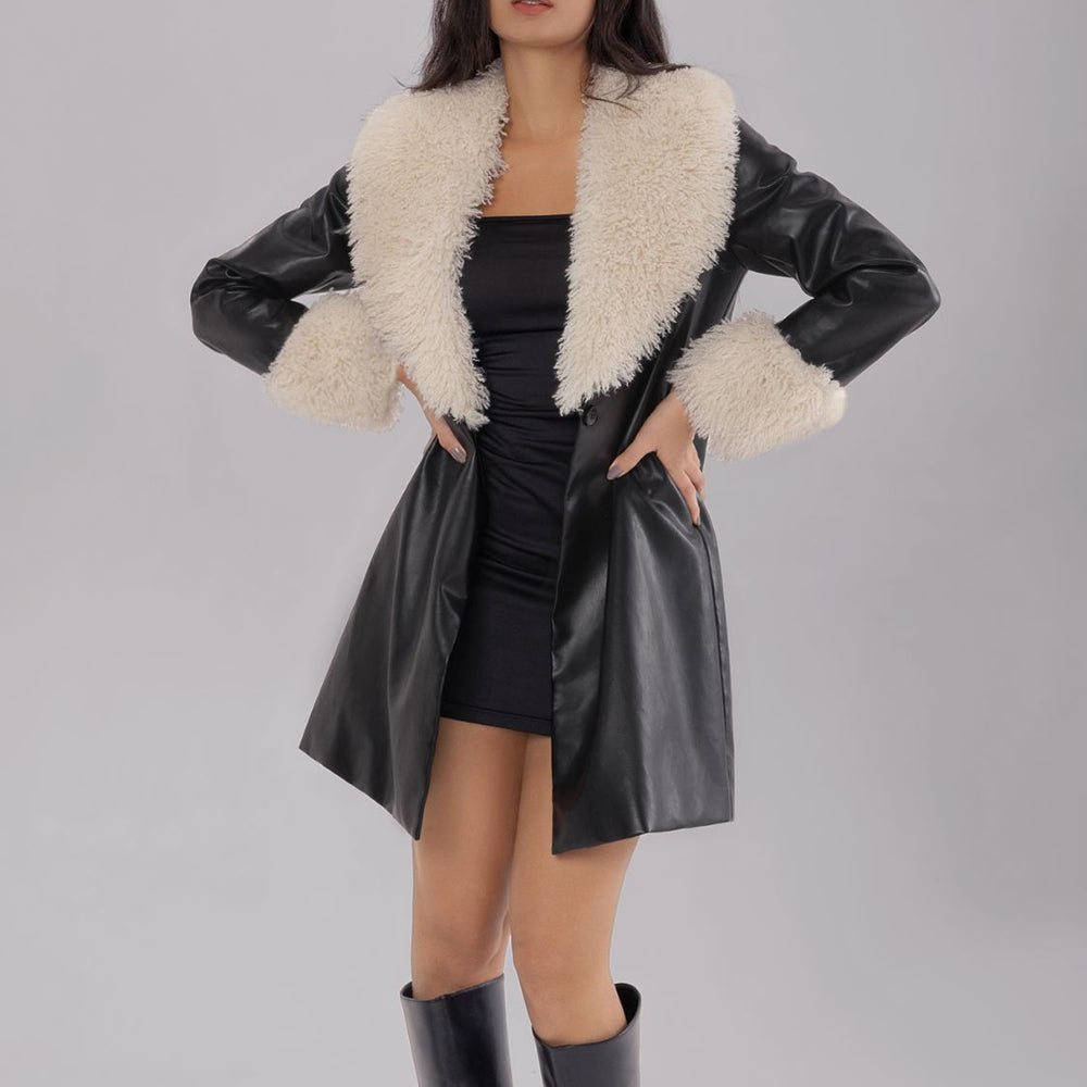 
                  
                    Fuzzy Long Sleeve Longline Coat
                  
                