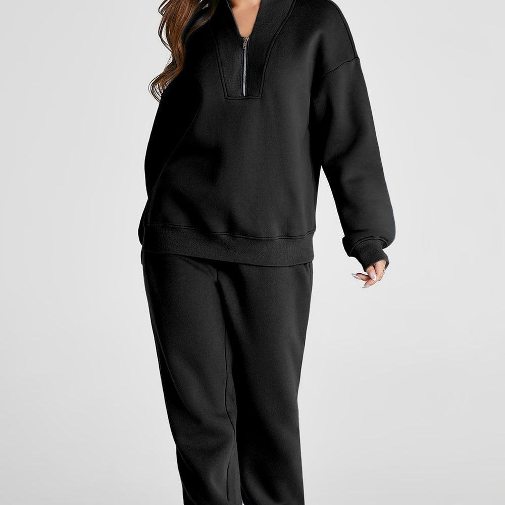 
                      
                        Quarter Zip Long Sleeve Top and Pants Set
                      
                    