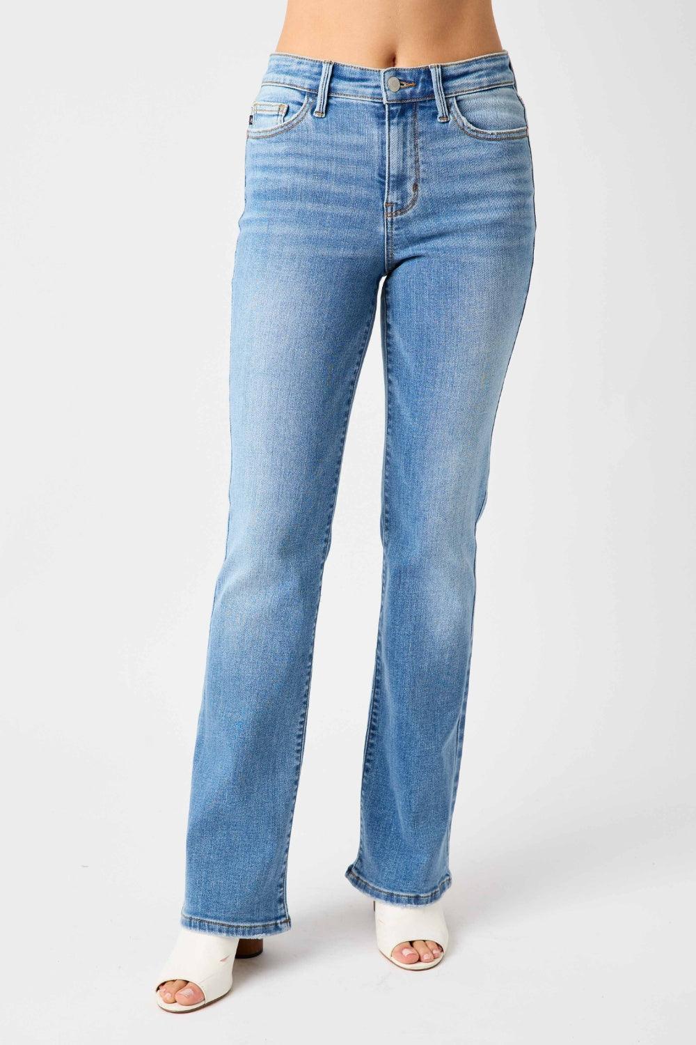 Full Size High Waist Straight Jeans denim