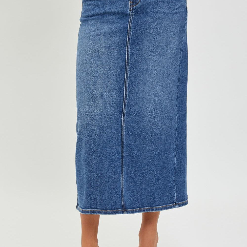 
                      
                        High Rise Back Slit Denim Skirt Skirts
                      
                    