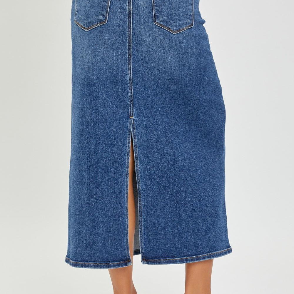 
                      
                        High Rise Back Slit Denim Skirt Skirts
                      
                    